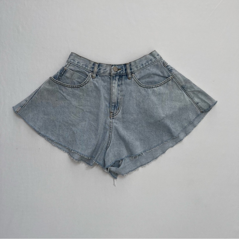 Denim shorts .